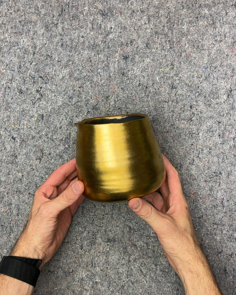 Gold Ceramic Planter, W4"