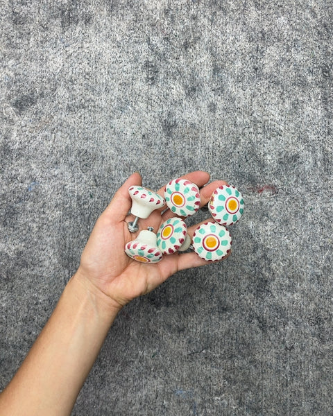 Set of Six Decorative Ceramic Knobs