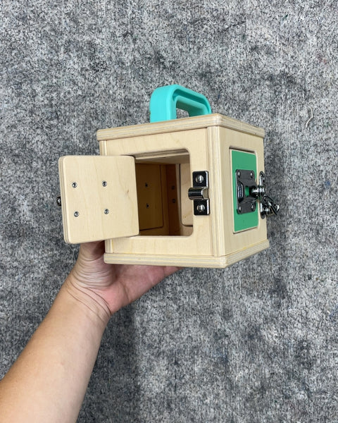 Wooden Activity Cube with Latches