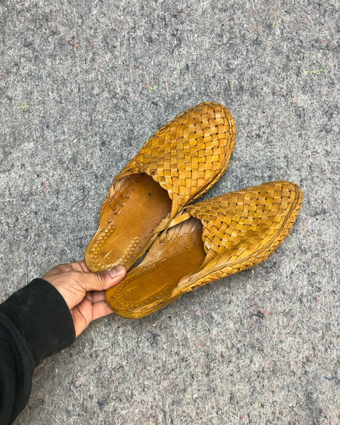 Woven Leather Mules, Size 6