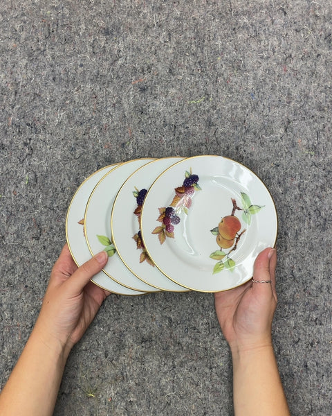 Fruit Gold Rim Dessert Plates, 7 in, Set of 4