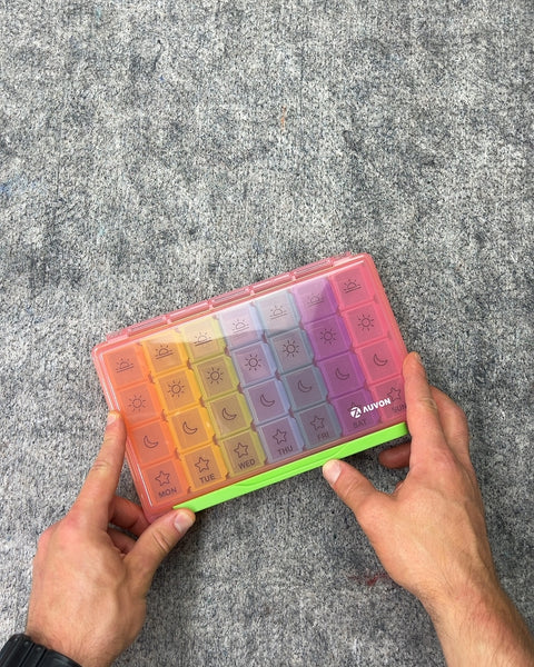 AUVON Rainbow Weekly Pill Organizer