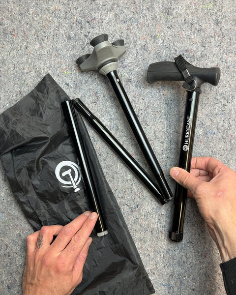 Hurricane Folding Walking Cane with Quad Base
