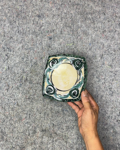 Hand Painted Square Plate, 6.5"
