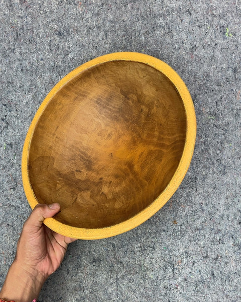 Cromargan-style Golden Yellow Wooden Fruit Bowl, 12"