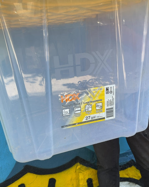HDX Tough Tote Storage Bin with Yellow Lid, 27 Gal