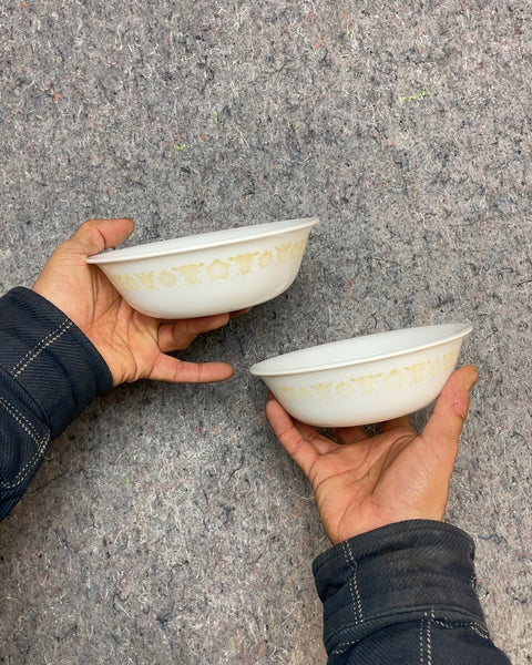 Two White Bowls with Floral Pattern