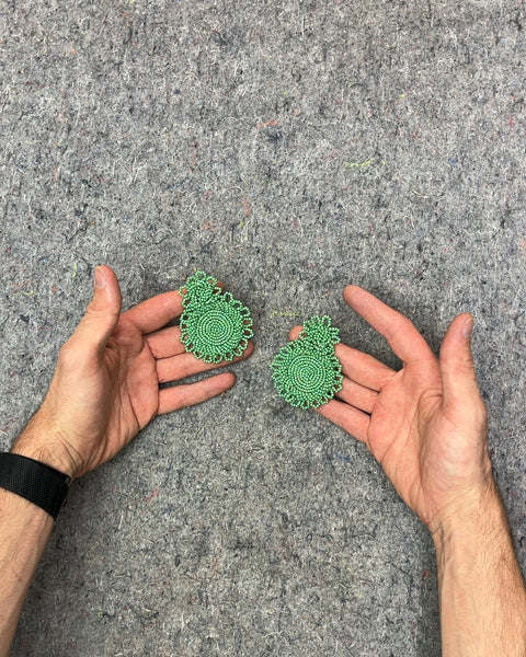 Green Beaded Earrings