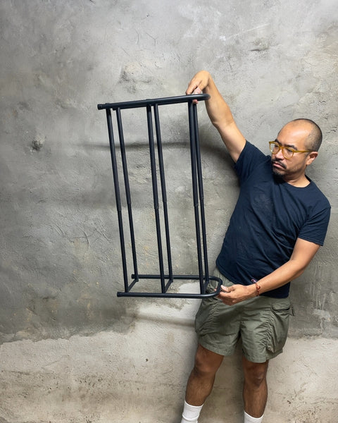Black Metal Three-Tier Storage Rack, 16x16-36"