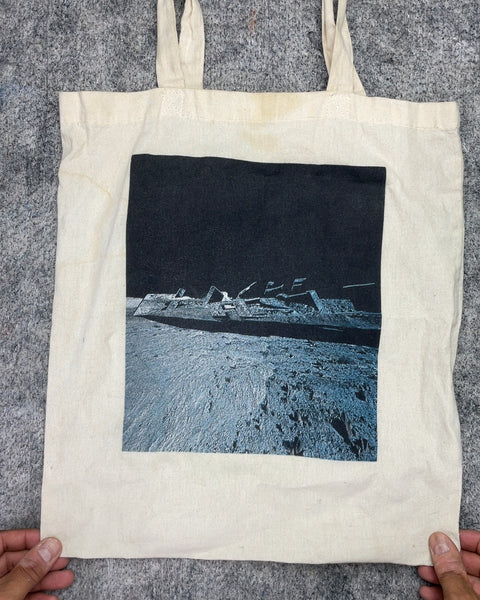 Canvas Tote Bag with Moon Landscape Graphic