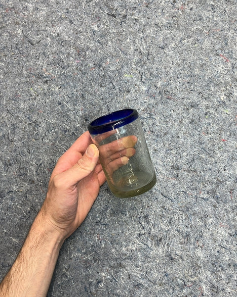 Very Pretty Glass Tumbler with Blue Rim