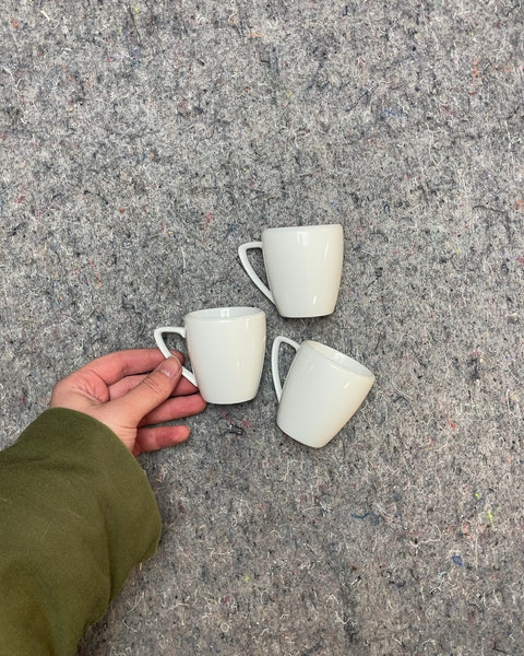 Set of Three White Espresso Cups