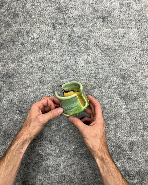 Handmade Ceramic Sponge Holder in Green and Yellow