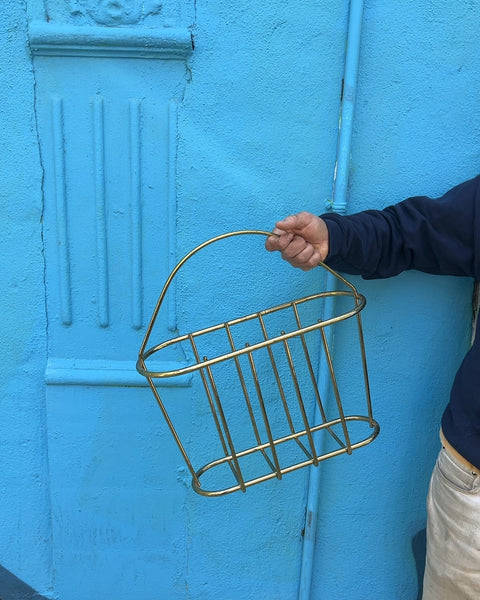 Gold Metal Magazine Rack, H18"