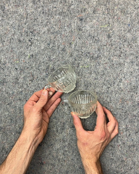 Two Clear Glass Mugs