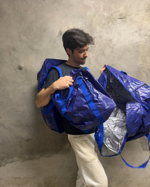 3 Blue Heavy Duty Moving and Storage Bags with Backpack Straps