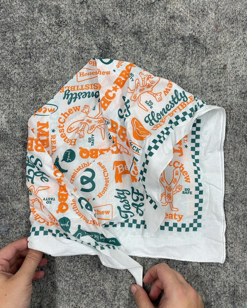 White and Orange Patterned Bandana, Probably For A Dog But To Each Their Own! :P