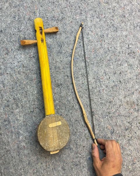 Handmade Wooden String Instrument with Bow