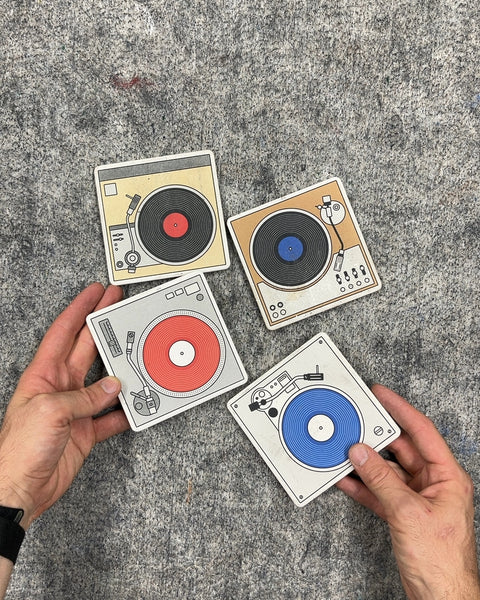 Set of 4 Turntable Record Player Coasters