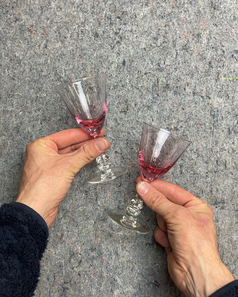 Two More Pink Tinted Glass Cordial Glasses