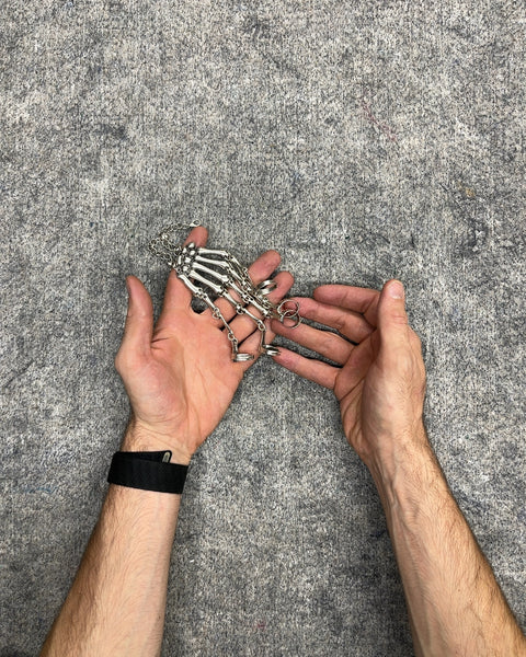 Gothic Silver-Tone Skeleton Hand Ring Bracelet