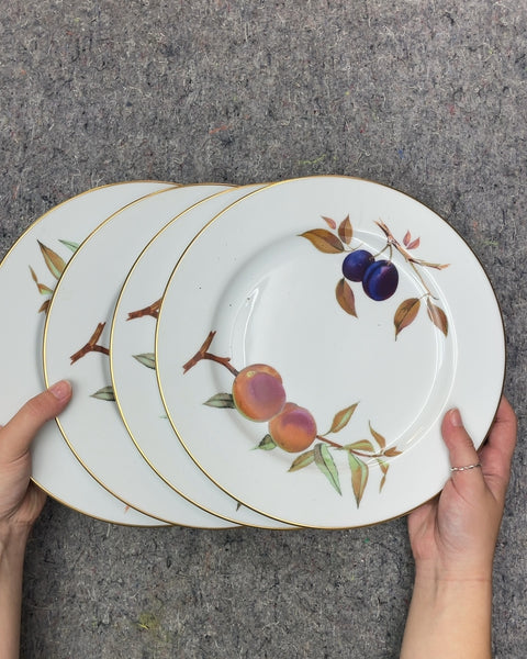 Fruit Dinner Plates with Gold Trim, 10 in, Set of 4