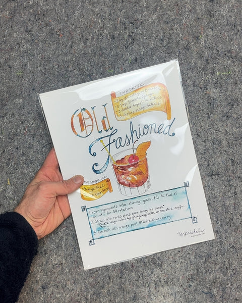 Old Fashioned Recipe Watercolor Print, 9x11"