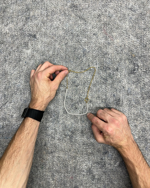 Half Pearl Half Gold-Tone Paperclip Chain Necklace