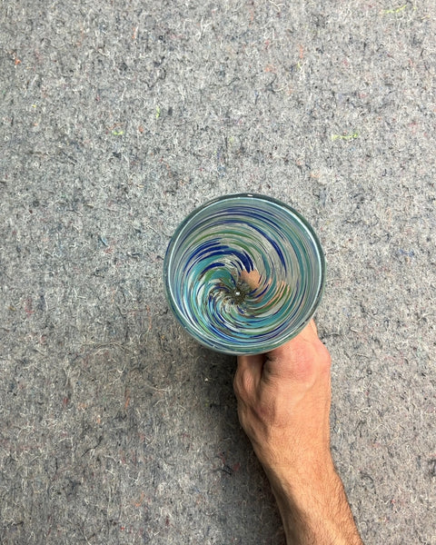 Hand-blown Mexican Art Swirl Pattern Glass Goblet