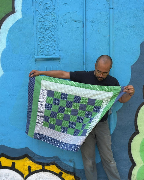 Pretty Green and Blue Patchwork Quilt, 40x60"