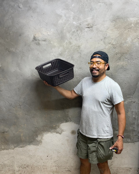 Black Plastic Storage Basket, 15x12x5"