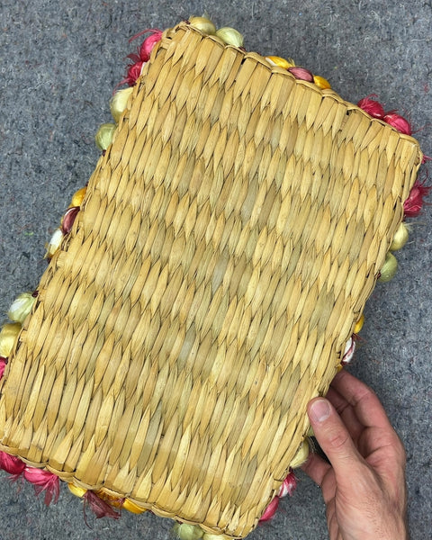Another Woven Basket Tray with Floral Accents, 10x15"