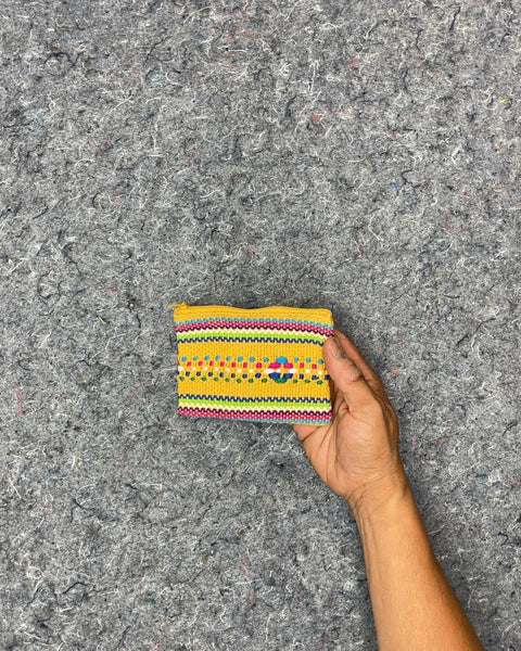 Yellow Woven Coin Pouch
