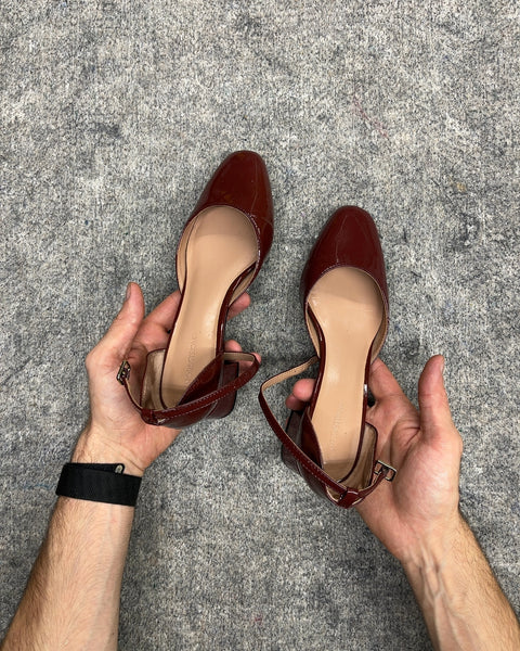 Nordstrom Noraina Patent Leather Ankle Strap Pumps, Size US 6W