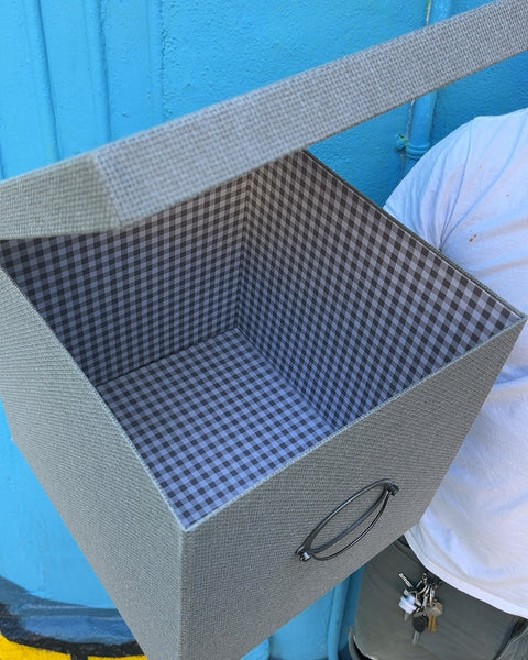 Fabric Storage Box with Lid, 13x13x13"