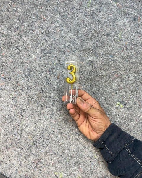 Gold Number 3 Birthday Candle