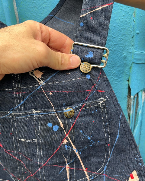 Vintage Sears Denim Overalls with Paint Splatter, Size L