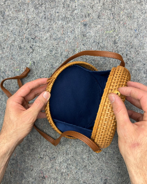 Cute Round Woven Rattan Crossbody Bag
