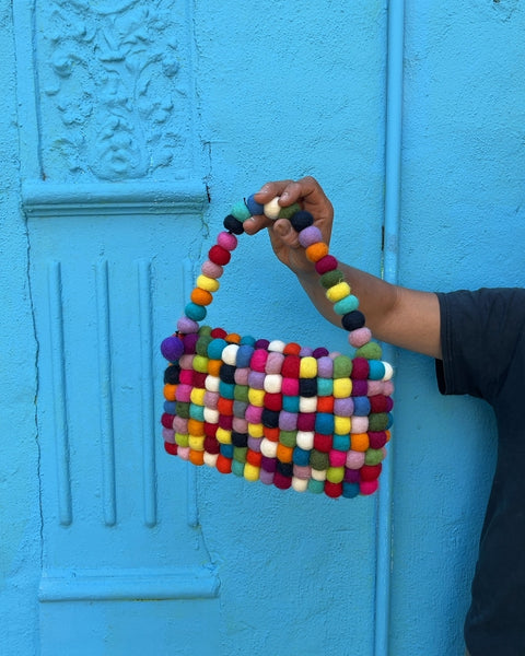 Colorful Pom Pom Handbag