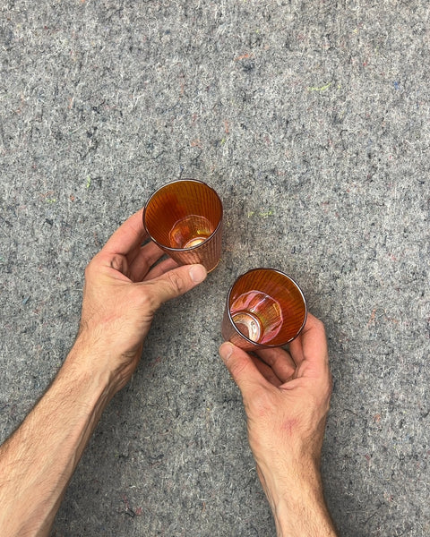 Two Ribbed Glass Votive Holders