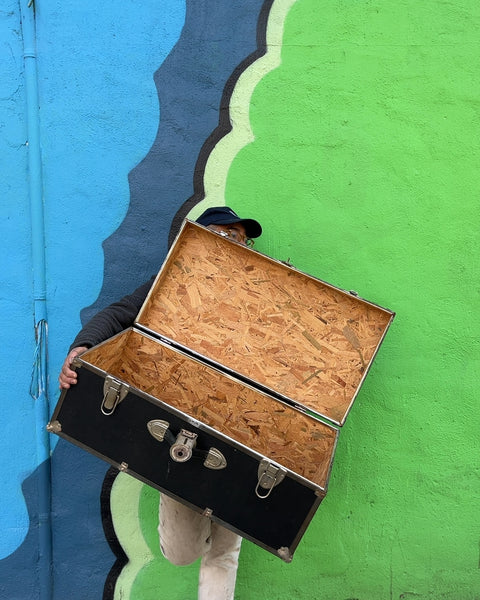 Bigass Vintage Black Storage Trunk, W30xD16xH13"