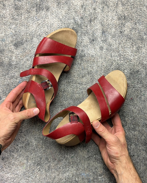 Dansko Red Leather Sandals, Size EU 39