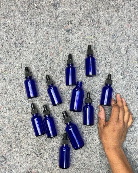 Blue Glass Dropper Bottles