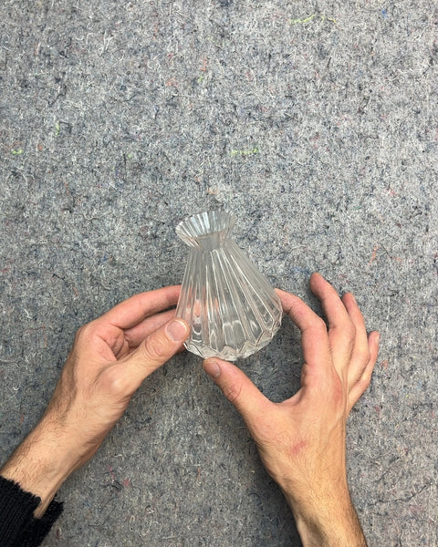 Delicate Clear Ribbed Glass Vase