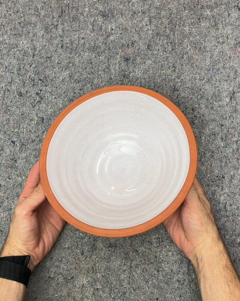 Super Pretty Terracotta and White Ceramic Serving Bowl, 9"