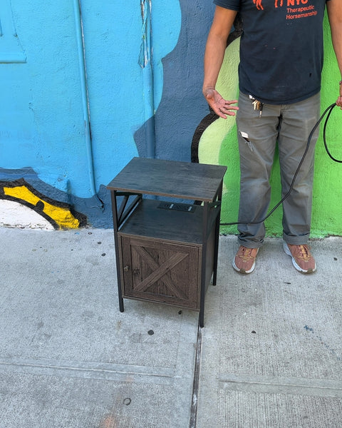 Side Table with Charging Outlets, L16xW12xH24"