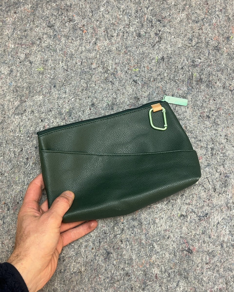 Green Zippered Travel Beauty Pouch