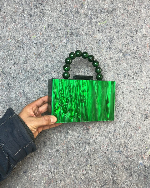 Green Acrylic Box Clutch with Strap