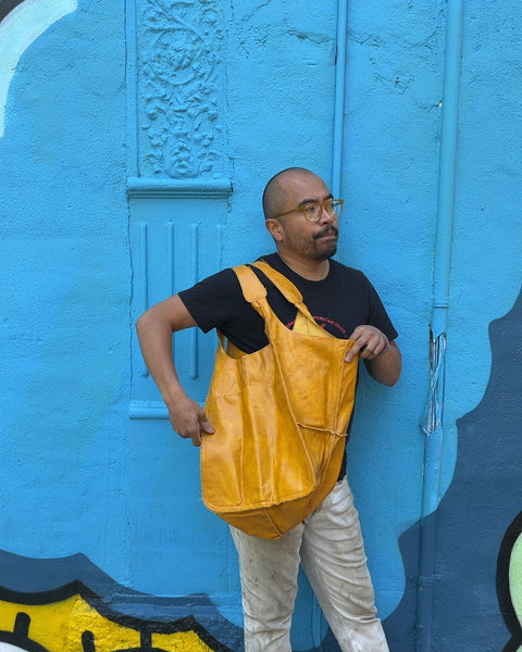 Yellow Leather Tote Bag