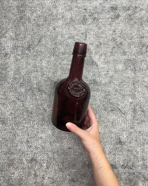 Vintage Florio 1858 Palermo Amber Glass Bottle
